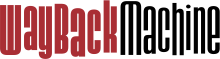 Stylized text saying: "INTERNET ARCHIVE WAYBACK MACHINE". The text is in black, except for "WAYBACK", which is in red.