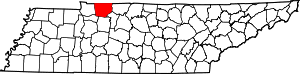 Map of Tennessee highlighting Montgomery County