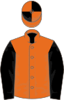 Orange, black sleeves, quartered cap