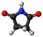 Ball-and-stick model of the succinimide molecule