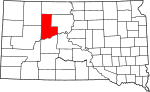 State map highlighting Ziebach County