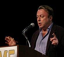 Hitchens speaking from a lectern