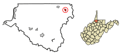 Location of Hundred in Wetzel County, West Virginia.