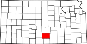 Map of Kansas highlighting Kingman County