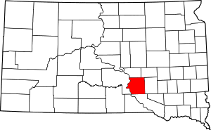 Map of South Dakota highlighting Brule County