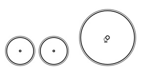 Diagram of two small leading wheels and a single large driving wheel