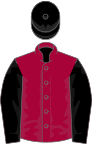 Dark red, black sleeves and cap