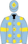 Light blue, yellow spots, armlets and diamond on cap
