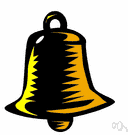 Bell - a hollow device made of metal that makes a ringing sound when struck