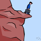 drop-off - a steep high face of rock