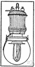 arc light - a lamp that produces light when electric current flows across the gap between two electrodes