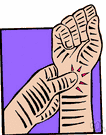pressure point - any of several points on the body where the pulse can be felt and where pressure on an underlying artery will control bleeding from that artery at a more distal point