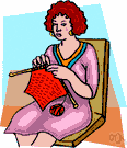 knitting - needlework created by interlacing yarn in a series of connected loops using straight eyeless needles or by machine