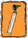 auriscope - medical instrument consisting of a magnifying lens and light