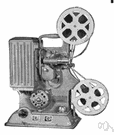 film projector - projects successive frames from a reel of film to create moving pictures