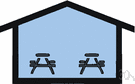 rest area - designated paved area beside a main road where cars can stop temporarily