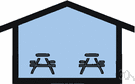 rest stop - designated paved area beside a main road where cars can stop temporarily