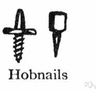 hobnail - a short nail with a thick head