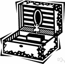 musical box - produces music by means of pins on a revolving cylinder that strike the tuned teeth of a comb-like metal plate