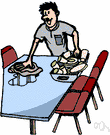 waiter's assistant - a restaurant attendant who sets tables and assists waiters and clears away dirty dishes