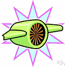 turbojet engine - a jet engine in which a fan driven by a turbine provides extra air to the burner and gives extra thrust