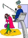 microphone boom - a pole carrying an overhead microphone projected over a film or tv set
