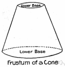 frustum - a truncated cone or pyramid