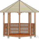 summerhouse - a small roofed building affording shade and rest