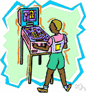 pinball game - a game played on a sloping board