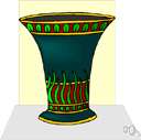 urn - a large vase that usually has a pedestal or feet