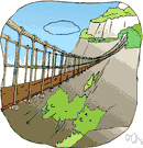 rope bridge - a bridge consisting of ropes