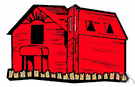 barn - an outlying farm building for storing grain or animal feed and housing farm animals