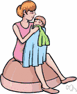 flannel - bath linen consisting of a piece of cloth used to wash the face and body