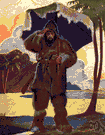 Robinson Crusoe - the hero of Daniel Defoe's novel about a shipwrecked English sailor who survives on a small tropical island