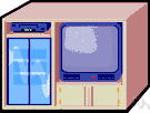 entertainment center - a wall unit containing sound and television systems