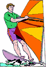 windsurf - ride standing on a surfboard with an attached sail, on water