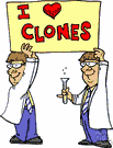 cloning - a general term for the research activity that creates a copy of some biological entity (a gene or organism or cell)