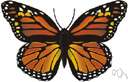 monarch butterfly - large migratory American butterfly having deep orange wings with black and white markings