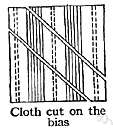 bias - a line or cut across a fabric that is not at right angles to a side of the fabric