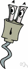 male plug - an electrical device with two or three pins that is inserted in a socket to make an electrical connection