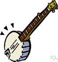 banjo - a stringed instrument of the guitar family that has long neck and circular body