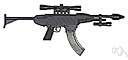 assault gun - any of the automatic rifles or semiautomatic rifles with large magazines designed for military use