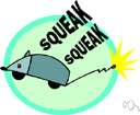 squeak - a short high-pitched noise