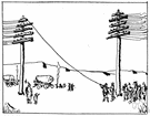 telegraph line - the wire that carries telegraph and telephone signals