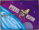 meteorological satellite - a satellite that transmits frequent picture of the earth below