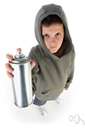 spray can - a dispenser that holds a substance under pressure and that can release it as a fine spray (usually by means of a propellant gas)