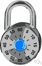 combination lock - lock that can be opened only by turning dials in a special sequence