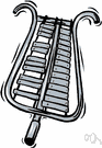 orchestral bells - a percussion instrument consisting of a set of graduated metal bars mounted on a frame and played with small hammers