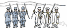 fall in - to take one's place in a military formation or line