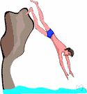 cliff diving - diving into the water from a steep overhanging cliff
